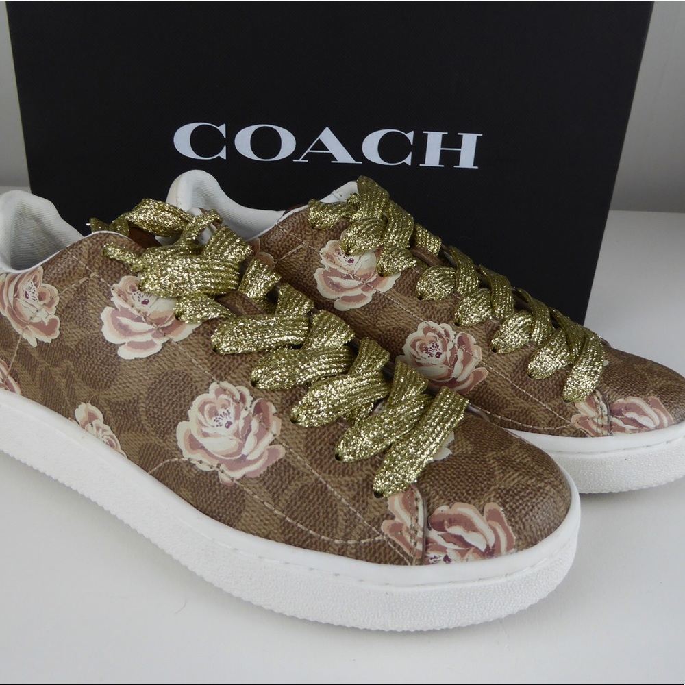 Coach C101 Signature Floral Canvas Sneakers NIB